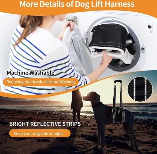 merkloos Dog Mobility Aids, Hind Leg Support Sling, Adjustable Harness for Lifting Pets, Rear, Front & Back, for Canine Cruciate Ligament Rehabilitation (L) - Black (5328843051696)