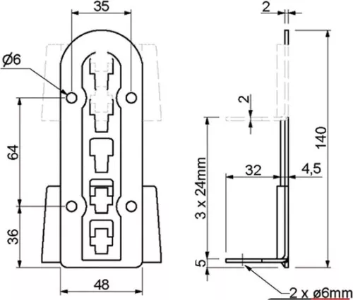 merkloos 4 bed fittings - chromed steel - adjustable in height - hook-in fittings for centre beam and slatted base (8785304963702)
