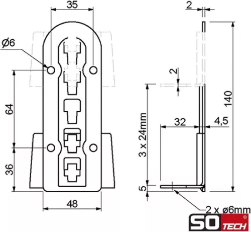merkloos 4 bed fittings - chromed steel - adjustable in height - hook-in fittings for centre beam and slatted base (8785304963702)