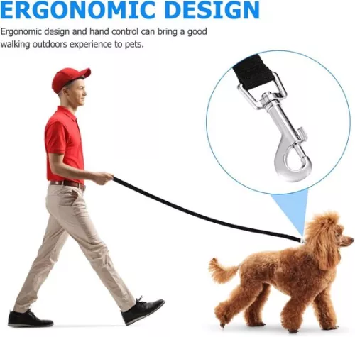 merkloos 15m Long Black Adjustable Heavy Duty Nylon Dog Leash for Medium and Small Large Dogs Training Walking. (6151830695608)