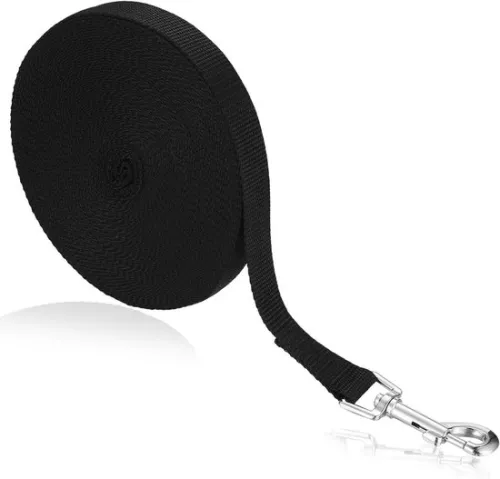 15m Long Black Adjustable Heavy Duty Nylon Dog Leash for Medium and Small Large Dogs Training Walking.