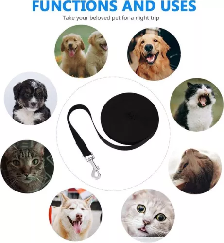 merkloos 15m Long Black Adjustable Heavy Duty Nylon Dog Leash for Medium and Small Large Dogs Training Walking. (6151830695608)