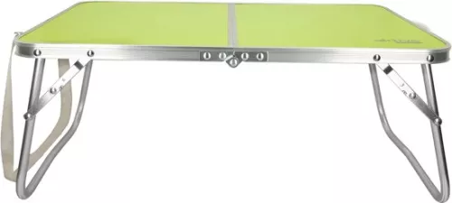 Beach table, foldable, beach table, 60 x 40 x 25 cm, green, metal frame, wooden board, small camping table, safety lock