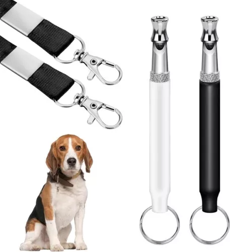 2-pack dog whistle to stop neighbors barking - adjustable ultrasonic sound - silent dog whistle - professional recall dog training whistle with cord
