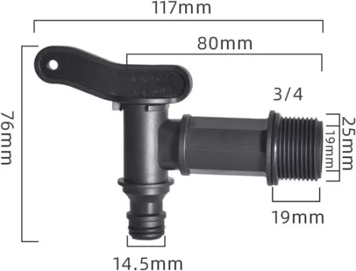 unbranded Drain tap for rain barrel - plastic drain tap - suitable for garden and industry (9506214796650)