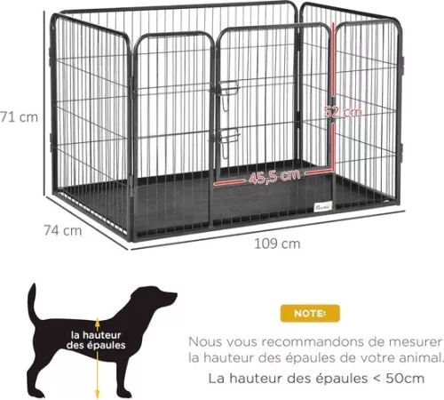 merkloos 4-Panel Mesh Dog Crate with Lockable Door, Indoor and Outdoor Use, 109 x 74 x 71 cm (6152646783749)