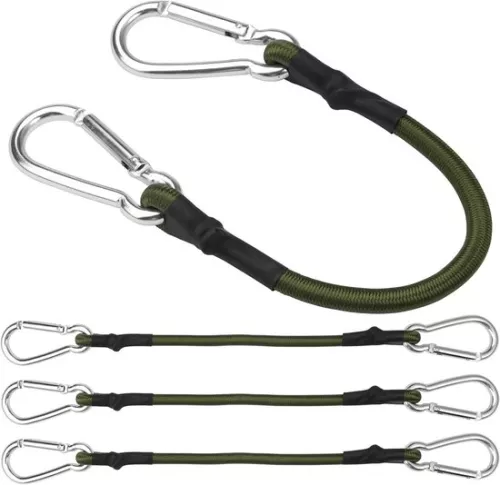 Bungee Cords with Carabiner - 30cm Bungee Cord with Carabiner - Elastic Luggage Cord - Heavy-Duty Bungee Straps with Hooks - For Camping, Sailing, Tents, Luggage, Cars