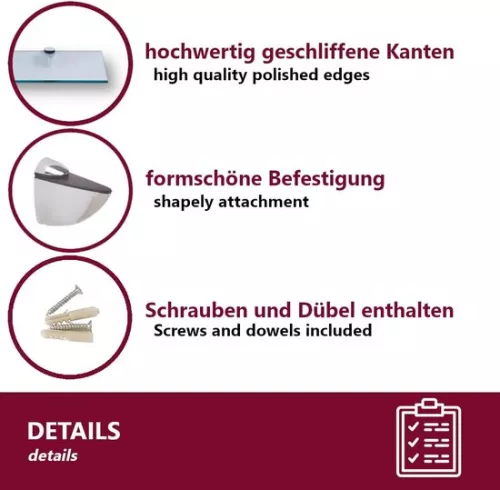 merkloos Glass Wall Shelf - Clear Shower Shelf - 80 cm - Safety Glass (9502725557544)