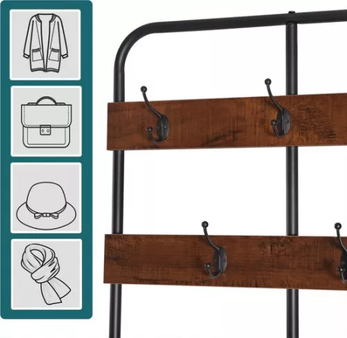 Dripio Wooden coat rack with shoe rack - hallway cupboard with storage space - multifunctional & modern - light oak/white - 84x180x36 cm (8721041507120)