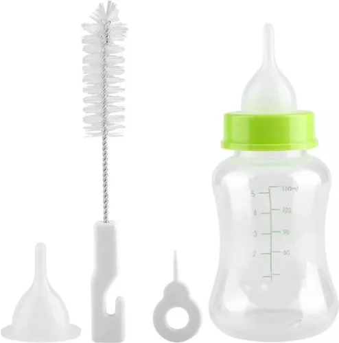 Puppy Nursing Bottle Kit - Dog Cat Kitten Milk Food - Transparent Silicone Bottle - 150ml .