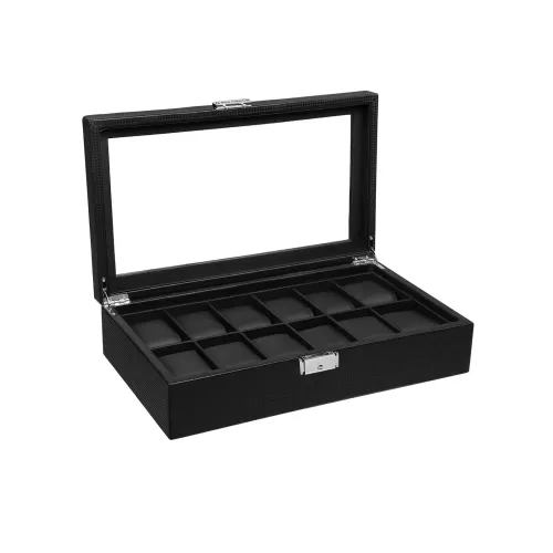 In And OutdoorMatch Watch box Brian - Watch box Storage box - Jewelery box - Men - 12 pieces - 36x9x21cm