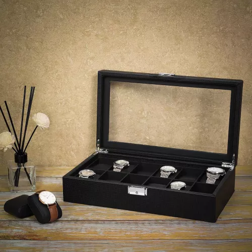 In And OutdoorMatch In And OutdoorMatch Watch box Brian - Watch box Storage box - Jewelery box - Men - 12 pieces - 36x9x21cm (64369)