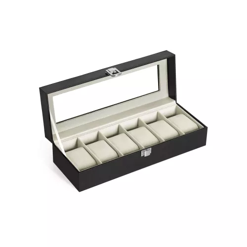 In And OutdoorMatch Luxury watch box Laurianne - Watch box Storage box - Jewelery box - 6 pieces - 30 x 11.2 x 8 cm