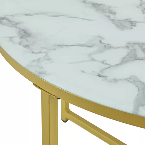 In And OutdoorMatch In And OutdoorMatch Coffee Table Marcelle - 45xØ80 cm - Marble Look White and Gold - Steel and Chipboard - Modern Design (69509)