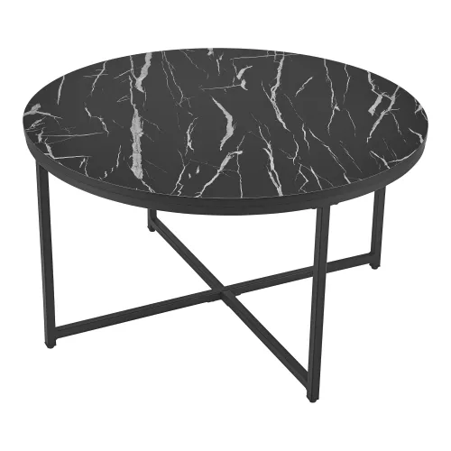 In And OutdoorMatch In And OutdoorMatch Coffee Table Jan - 45xØ80 cm - Marble Look Black - Steel and Chipboard - Modern Design (69510)