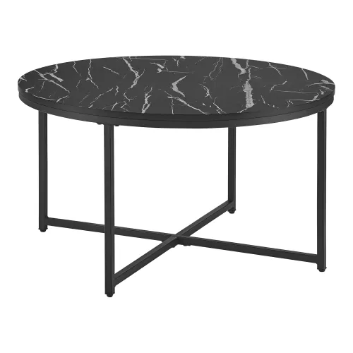 In And OutdoorMatch In And OutdoorMatch Coffee Table Jan - 45xØ80 cm - Marble Look Black - Steel and Chipboard - Modern Design (69510)