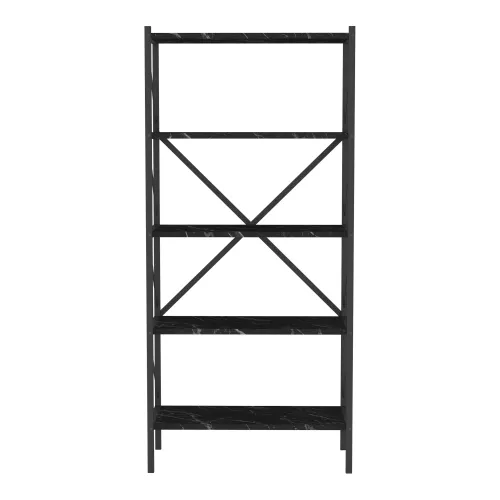 In And OutdoorMatch In And OutdoorMatch Bookcase Shelf Leonard - 160x66x34cm - Marble Black and Anthracite - Chipboard and Metal - With Shelves - Modern Design (69868)