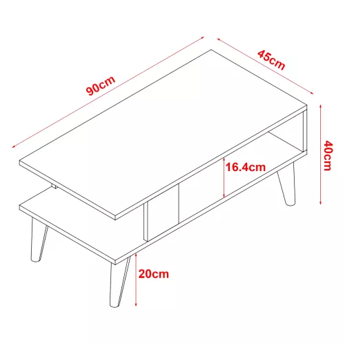 In And OutdoorMatch In And OutdoorMatch Stylish Coffee Table Apsei - 40x90x45 cm - White and Marble Black - Wood - Chipboard - Modern Design (69999)