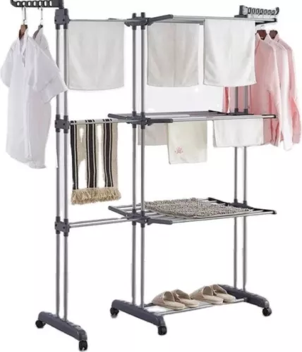 merkloos Drying Tower - Extendable & Foldable - Standing Clothes Rack with Wheels (8721085170762)