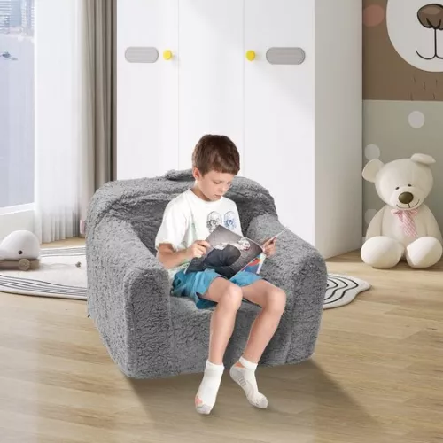 merkloos children's sofa children's sofa 460 x 635 x 520 mm children's sofa children's room soft sofa, play sofa cozy corner for 1 child, children's armchair children's furniture children's chair gray sleeping chairs 20 kg 25D sponge (6097709217291)