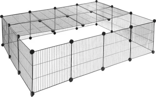 Indoor Puppy Run / Rabbit Run - Run for Dogs, Cats & Rabbits - Cat Run - Plastic & Metal - 147x111x37 cm - Black