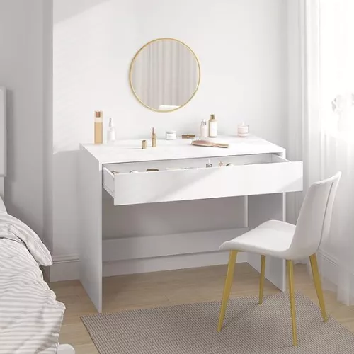 unbranded 100 cm desk with drawer, suitable as computer desk, dressing table or work table for home or small office. Colour: white. (5487569821706)