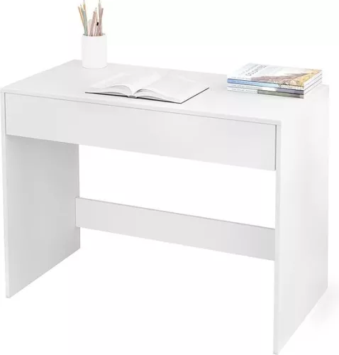 unbranded 100 cm desk with drawer, suitable as computer desk, dressing table or work table for home or small office. Colour: white. (5487569821706)