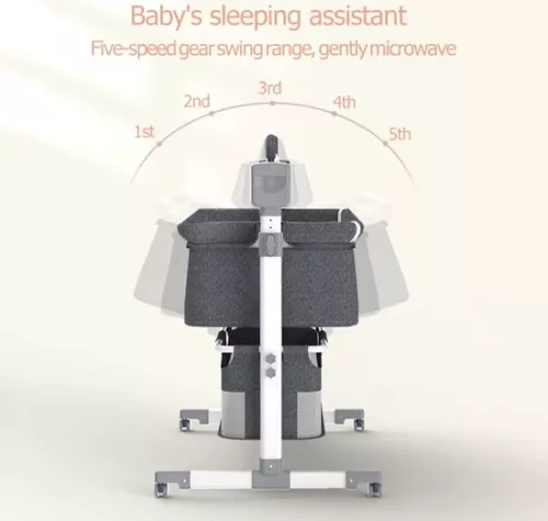 merkloos J&R Babybed - Electric baby bed - Cradle - Baby bed - Crib - Bluetooth - Movable - Portable - Mosquito net - Brown/Khaki (8721246191360)