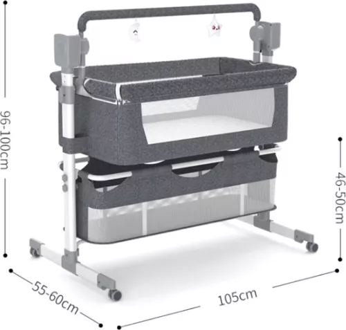 merkloos J&R Babybed - Electric baby bed - Cradle - Baby bed - Crib - Bluetooth - Movable - Portable - Mosquito net - Brown/Khaki (8721246191360)