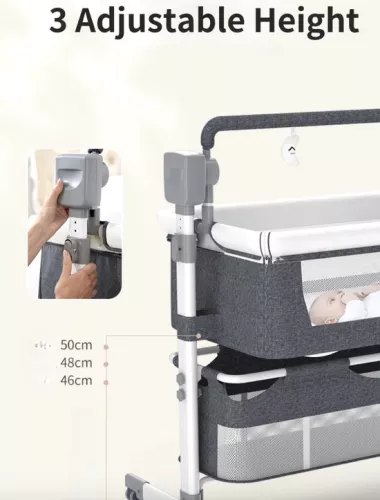 merkloos J&R Babybed - Electric baby bed - Cradle - Baby bed - Crib - Bluetooth - Movable - Portable - Mosquito net - Brown/Khaki (8721246191360)