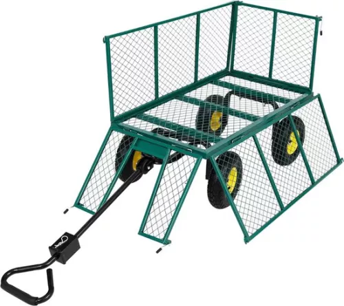 GUTEC Foldable Wheelbarrow Pneumatic Tires - Heavy Wheelbarrows With Push Bar 550kg Load Capacity - Garden Cart Washable Tarpaulin + Storage Rack (8721022262185)
