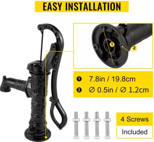 merkloos Water Pump Hand Pump 40x15x68cm Cast Iron Garden Pump Length Water Outlet 22cm Manual Water Pump Hand Pressure Pump Has A Wide Range Of Applications Including Family Ponds Courtyards Gardens (6097729843852)