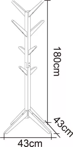 Dripio Wooden coat rack - standing model - classic & sturdy - with 8 hooks - natural beige finish - 180 cm high (8721041507656)