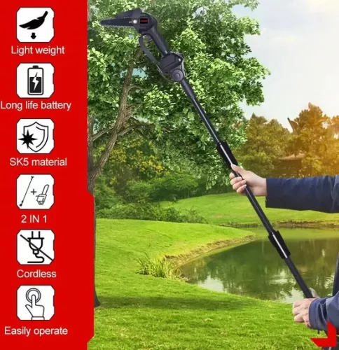 merkloos Telescopic Chainsaw - Mini Chainsaw - Electric Pruning Shears - Telescopic Chainsaw Battery - 3500W - Adjustable Height - Portable Garden Tools - 2 Battery EU Plug (8721297947305)